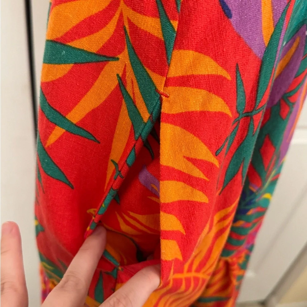 C&C California Vibrant Leaf Print linen Maxi Dress - Picture 2 of 6